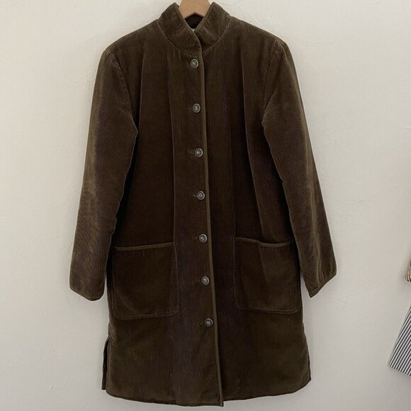 Orvis Jackets & Blazers - VTG Orvis Women 8P Corduroy Midi Coat Jacket Brown Olive Pockets Barn Chore